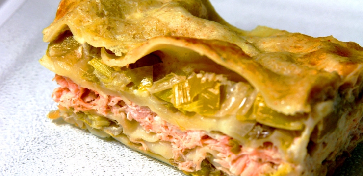 Lasagnes au saumon et poireaux