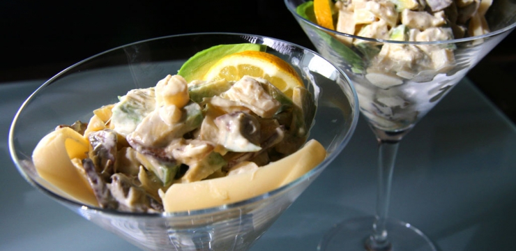Salade champignons, avocat, coeurs de palmier